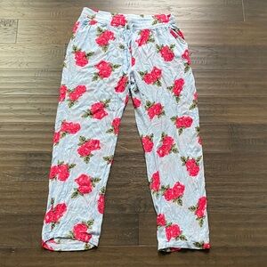 P.J. Salvage Floral Cover Up Pant Womens Sz Large Blue Pink Print